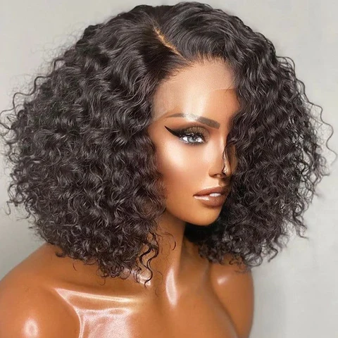 The model is showcasing our Ntsika wig, which is a Water Wave Cambodian Bob, with a choice between a 13x4 ear to ear frontal lace or 6x4 closure.  It features an undetectable HD Lace or transparent Swiss lace. The wig is part of our Premium Collection of 100% raw virgin human hair with cuticles intact and aligned. It is a glue-less, wear and go wig with adjustable and detachable bands. It comes standard with a pre-plucked hairline and bleached knots. Comes in lengths 10” and 12” 