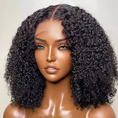 The model is showcasing Okuhle Medi, which is a medium length, Kinky Curly Cambodian wig, with a choice between a 13x4 ear to ear frontal lace or 6x4 closure.  It features an undetectable HD Lace or transparent Swiss lace. The wig is part of our Premium Collection of 100% raw virgin human hair with cuticles intact and aligned. It is a glue-less, wear and go wig with adjustable and detachable bands. It comes standard with a pre-plucked hairline and bleached knots. Comes in 16”